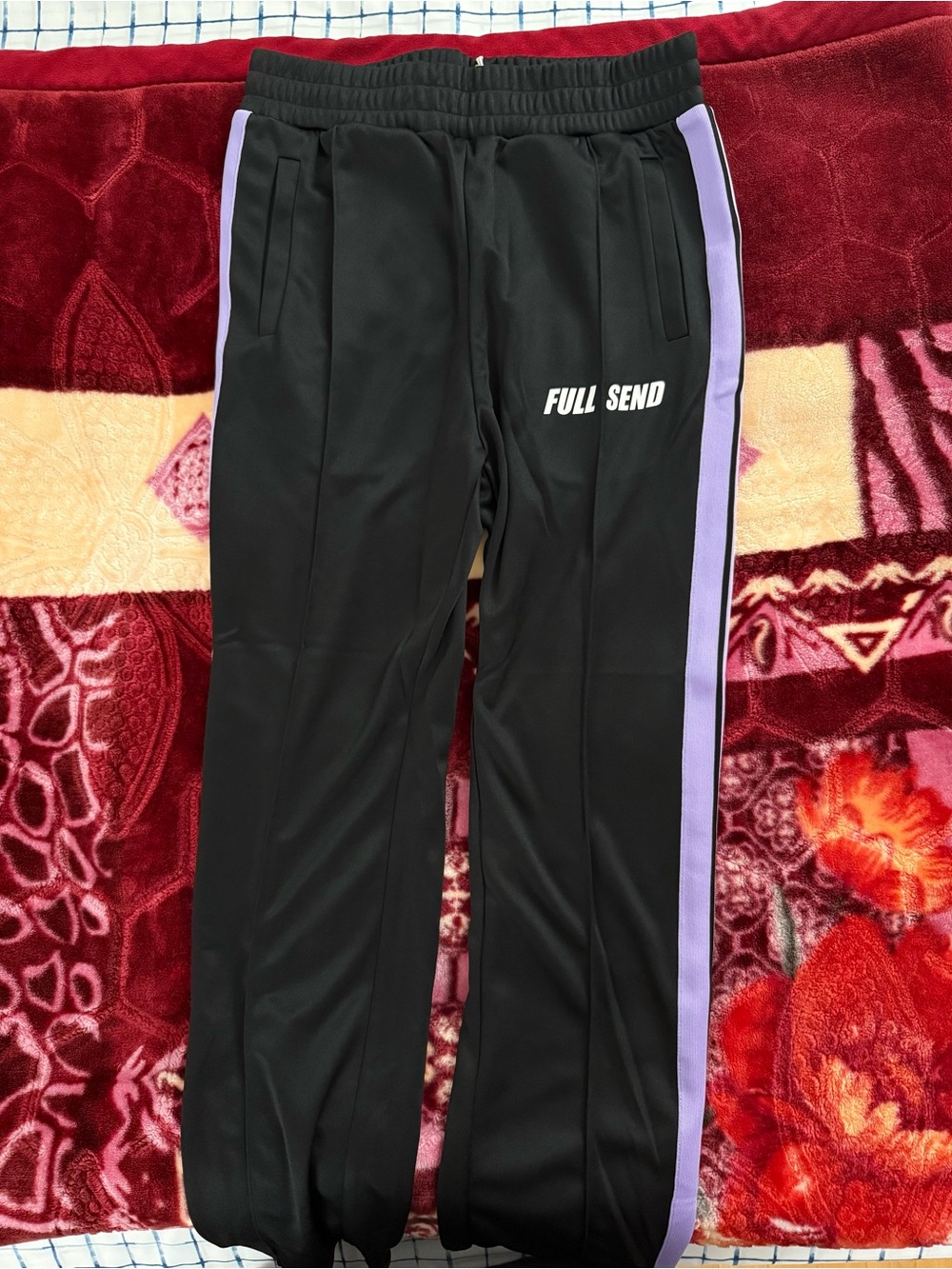 Full Send Nelk Boys Black Track Pants Size Large